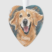Moeie Goudkleurige Retriever Hond Kerst Persoonlij Ornament (voorkant)