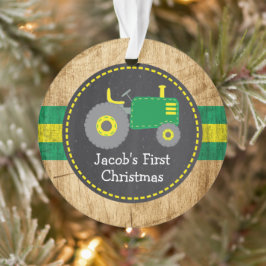 Moeie Groene Tractor Baby's Eerste Kerstmis Landel Ornament