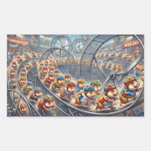 Moeie hamsterwielrace sportgraphic rechthoekige sticker