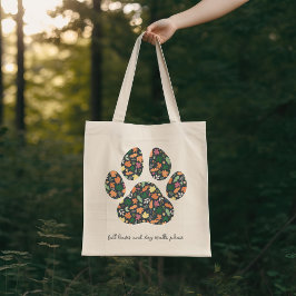 Moeie herfstpootafdruk-tas voor hondenliefhebbers tote bag