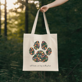 Moeie herfstpootafdruk-tas voor hondenliefhebbers tote bag