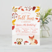 Moeie herfstpret bosdieren kinderverjaardag kaart (Staand voorkant)