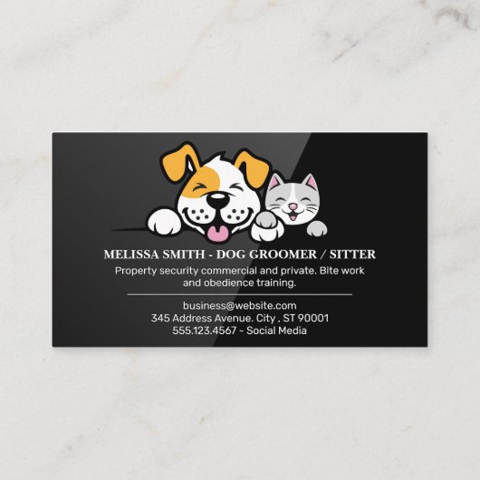 Moeie Hond en Kat Lachend Visitekaartje (Achterkant)
