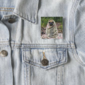 Moeie hond knop 2 vierkante button 5,1 cm (In situ)