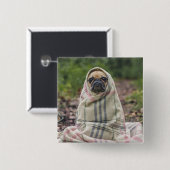 Moeie hond knop 2 vierkante button 5,1 cm (Voorkant /achterkant)