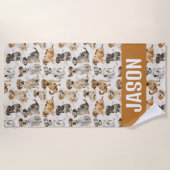 Moeie Honden in Waterverf Strandlaken (Voorkant)