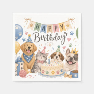 Moeie Honden Verjaardag Feestelijke Papieren Serve Servet