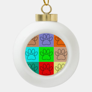 Moeie Hondenpootjes in Vierkanten Keramische Bal Ornament