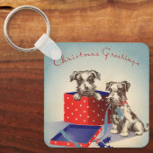 Moeie Hondjes, Ouderwetse Kerstgroeten Sleutelhanger (Voorkant)