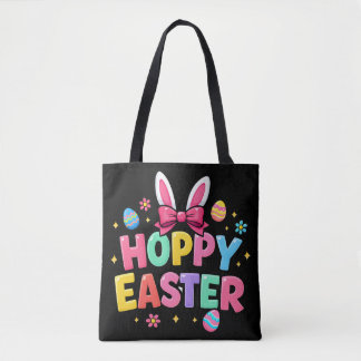 Moeie Hoppende Paashaas Oren Kleurrijke Paaseieren Tote Bag