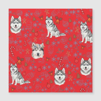Moeie Husky Hond Kerst Winter Naadloos Patroon