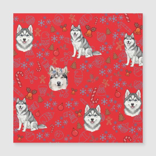 Moeie Husky Hond Kerst Winter Naadloos Patroon (Voorkant)