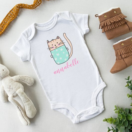 Moeie Illustratie van Kat Babynamen voor Meisjes Romper