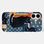 Moeie Japanse Zwarte Katten Patchwork iPhone Hoes (Achterkant (horizontaal))