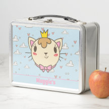 Moeie kat geborduurde lunchbox