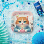 Moeie Kat Gelukkige Verjaardag Papieren Bord (Feest)
