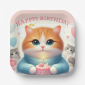 Moeie Kat Gelukkige Verjaardag Papieren Bord (Voorkant)