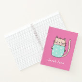 Moeie kat gepersonaliseerde aangepaste naam roze notitieboek (Binnen)
