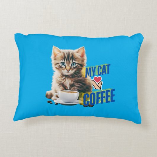 Moeie kat houdt van koffie accent kussen (Achterkant)