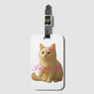 Moeie Kat "Ik Ben Gewoon Een Meisje" Aanpasbare Ci Bagagelabel