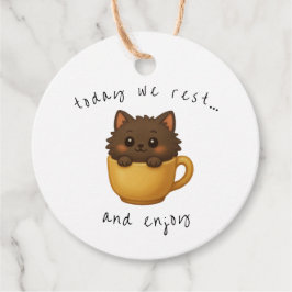 Moeie kat in beker cadeaukaartjes | Favorietendoos Bedankjes Labels