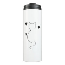 Moeie kat lijntekening, met drie harten