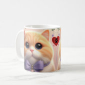 Moeie kat met paarse strik mok (Voorkant links)