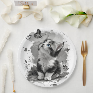 Moeie kat miauw papieren borden bordje