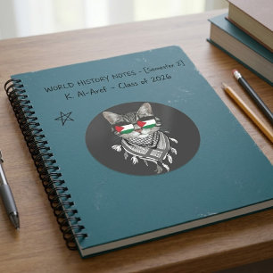 Moeie kat Palestina vlag bril Keffiyeh sjaal Ronde Sticker