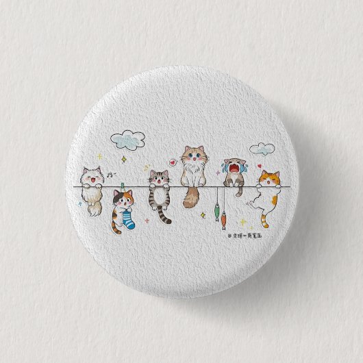 Moeie Katten Hangende Knoop Ronde Button 3,2 Cm (Voorkant)