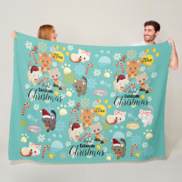 Moeie Katten Kerstpatroon Pootjes, Sneeuwvlokken T Fleece Deken