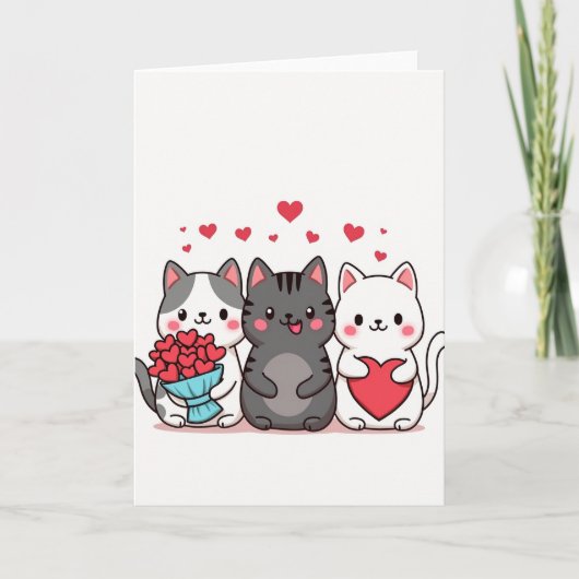 Moeie Katten Liefde Hartjes Kaart (Voorkant)