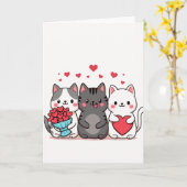 Moeie Katten Liefde Hartjes Kaart (Gele Bloem)