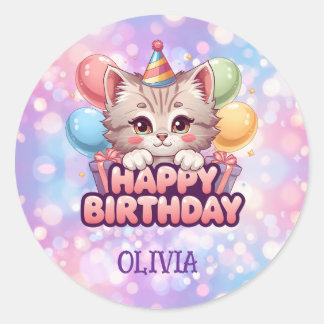 Moeie Katten Verjaardagsfeest Artikelen Ronde Sticker
