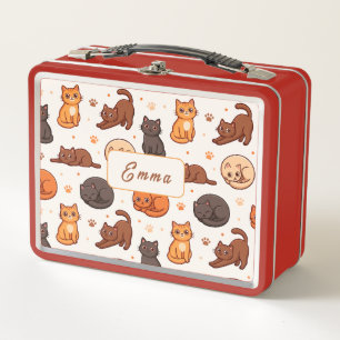 Moeie kattenpatroon Aangepaste monogram naam Kinde