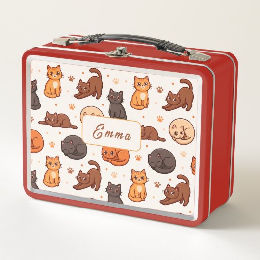 Moeie kattenpatroon Aangepaste monogram naam Kinde (Voorkant)