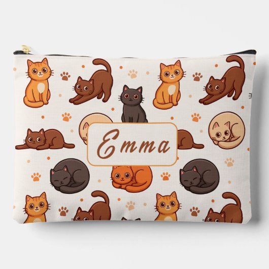 Moeie kattenpatroon Aangepaste monogram naam kinde Etui (Voorkant)