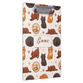 Moeie kattenpatroon Aangepaste monogram naam Kinde Klembord (Rechts)