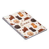 Moeie kattenpatroon Aangepaste monogram naam kinde Notitieboek (Rechterzijde)