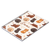 Moeie kattenpatroon Aangepaste monogram naam kinde Notitieboek (Linkerzijde)