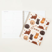 Moeie kattenpatroon Aangepaste monogram naam kinde Planner (Display)