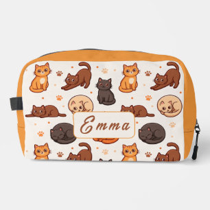 Moeie kattenpatroon op maat gemaakte naam voor kin toilettasje