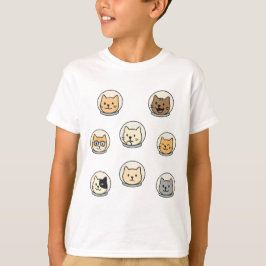 Moeie Kattenruimtevaarder Hoofden Shirt Voor Kinde
