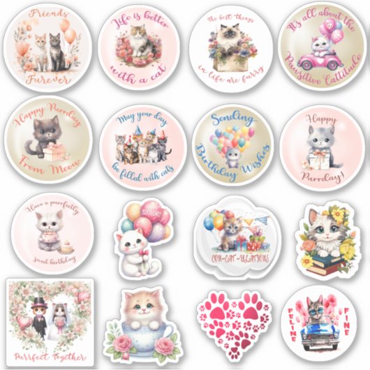 Moeie Kattenstickers Sticker (Voorkant)