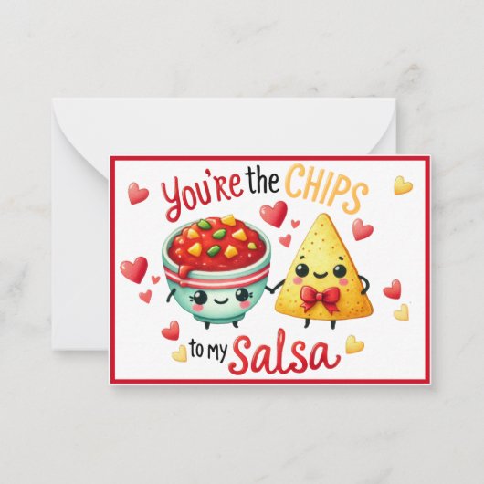 Moeie Kawaii Chips en Salsa Notitiekaartje (Voorkant)