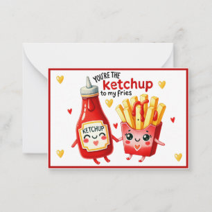 Moeie Kawaii Frites en Ketchup Notitiekaartje