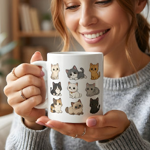Moeie Kawaii Katten Poesjes Witte Koffiemok