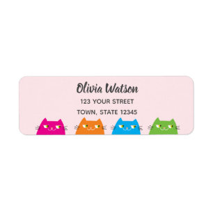 Moeie Kawaii Katten Roze Retouradres Etiket