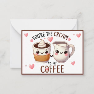 Moeie Kawaii Koffie en Room Notitiekaartje