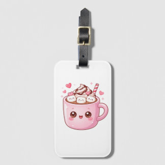 Moeie Kawaii Warme Chocolade Mok met Marshmallows Bagagelabel